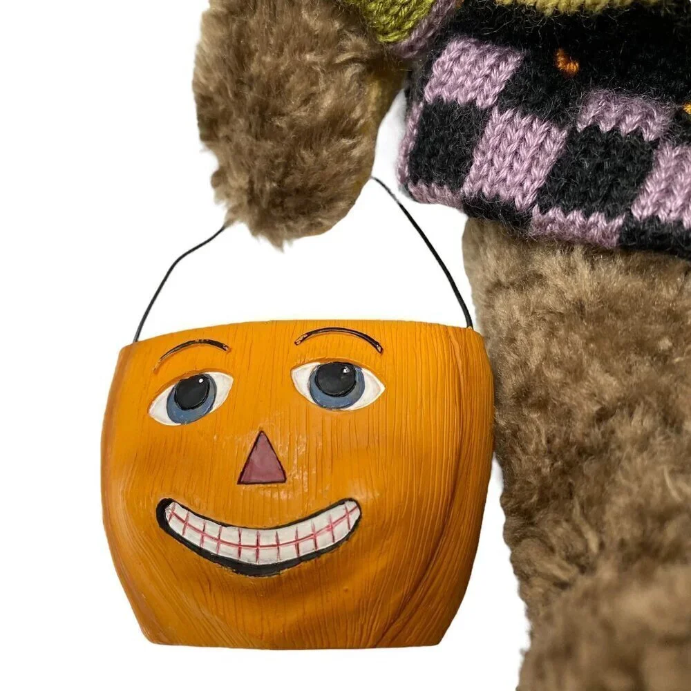 Halloween Teddy Bear with Pumpkin Sleepy Hollow Heather Hykes by Artisan Flair